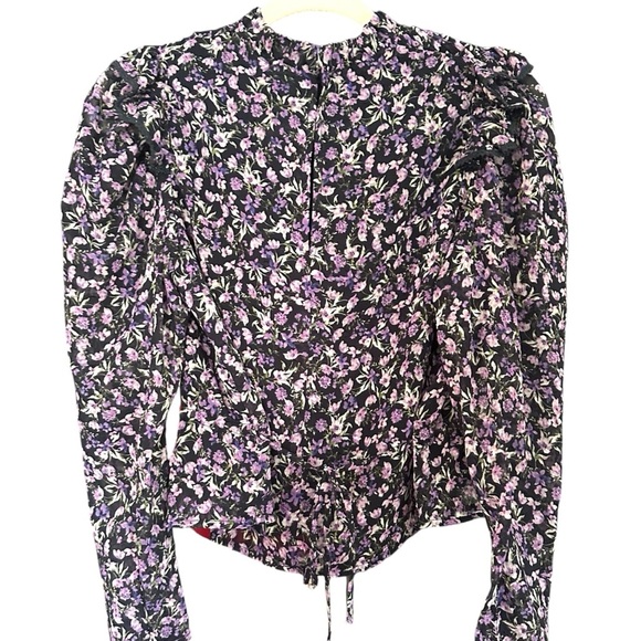 ASTR Floral High Neck Peplum Long Sleeve Peasant Blouse Size XS - Picture 6 of 15